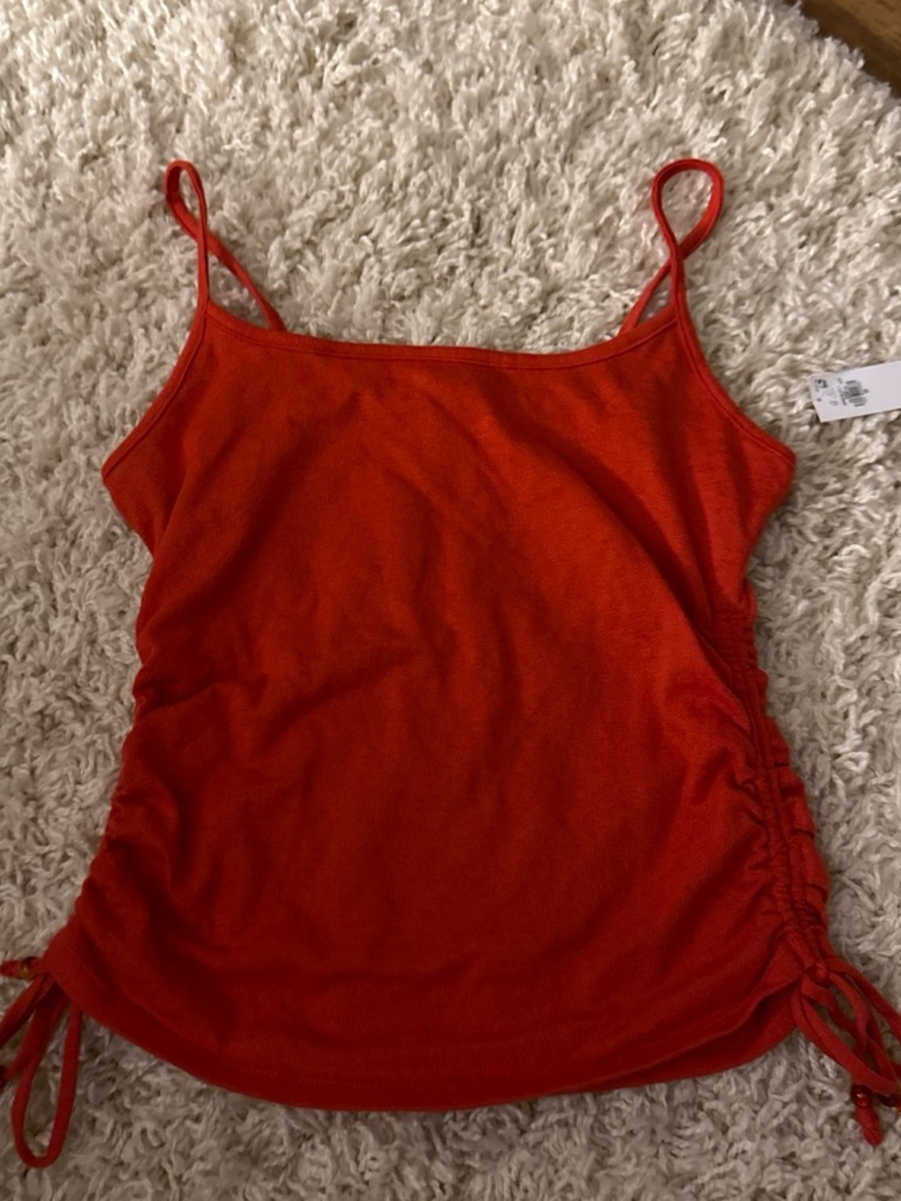 Old Navy Orange Spaghetti Strap Ruched Side Tank